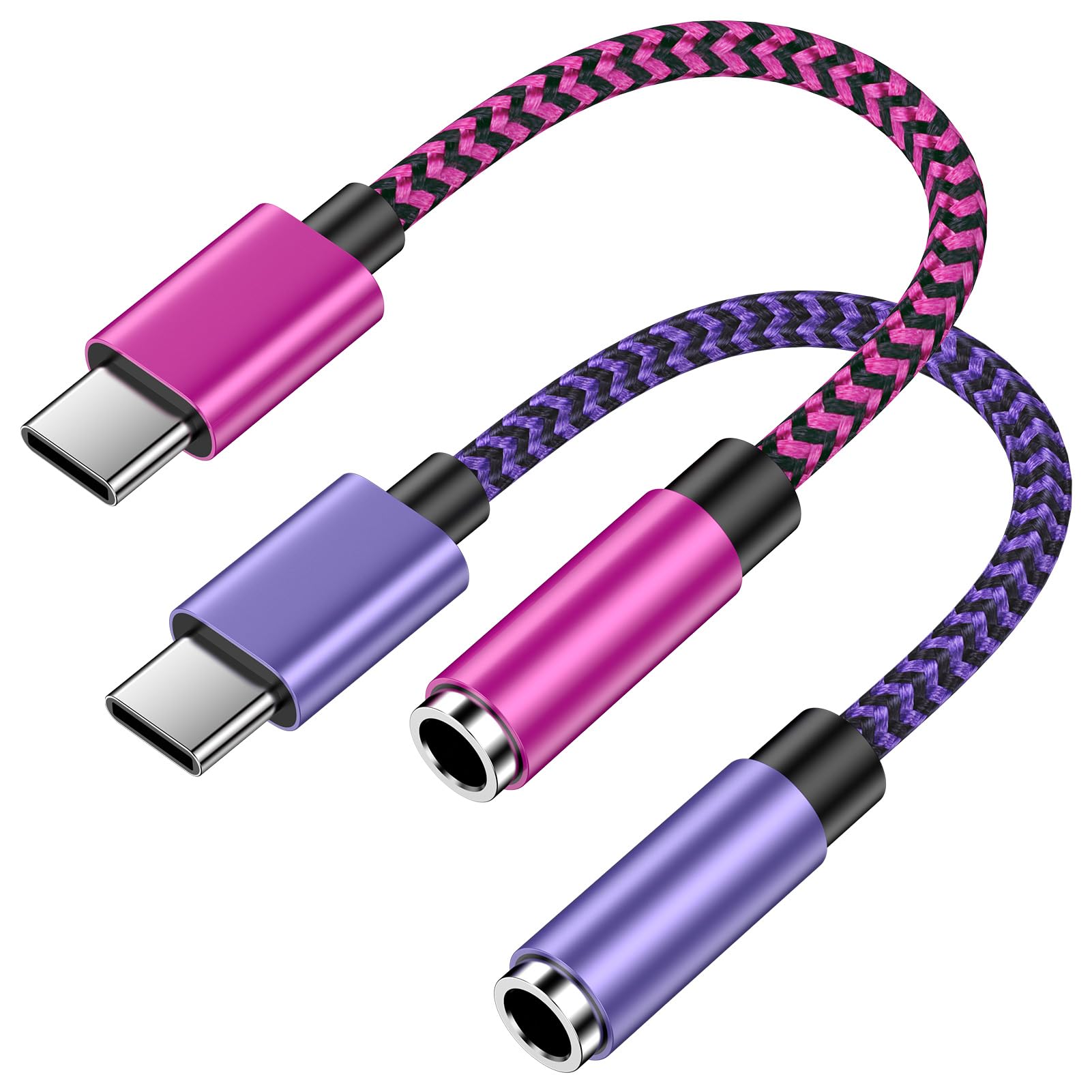 Photo 1 of [2-Pack] USB C to 3.5mm Headphone Adapter for iPhone 17 Pro Max/17e/17 Air/16 Pro/15 Plus, iPad Pro/Air, Type C to Aux Audio Dongle Cord for Car Stereo & Earbuds, Hi-Res Sound Converter - Mic Support