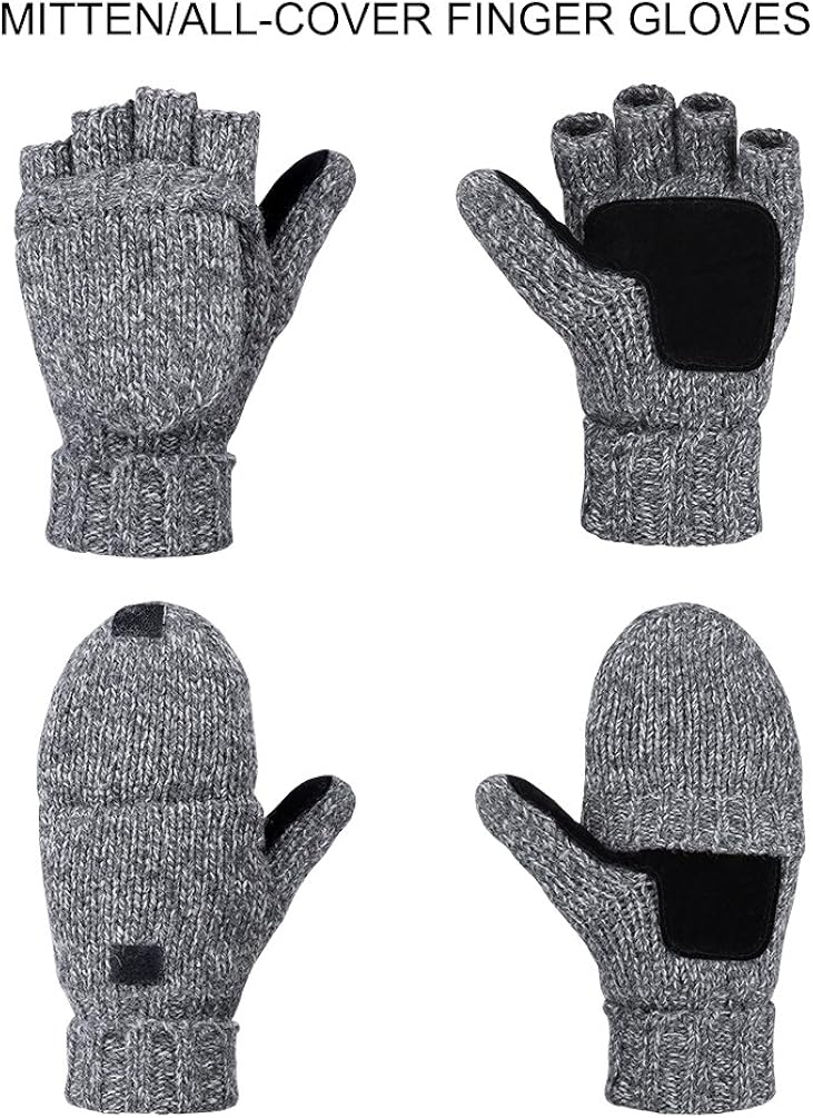 VBIGER Winter Gloves Warm Wool Mittens With Mitten Cover at  Men’s Clothing store