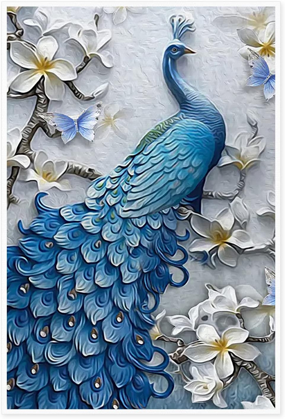 Paintings - Abstract Wall Decor Oil Painting on Canvas Abstract Blue Peacock Unframed Canvas Wall Art For Living Room Watercolor Bird Artwork Modern Painting Pictures Home Decor and Office Decoration 12x18inch