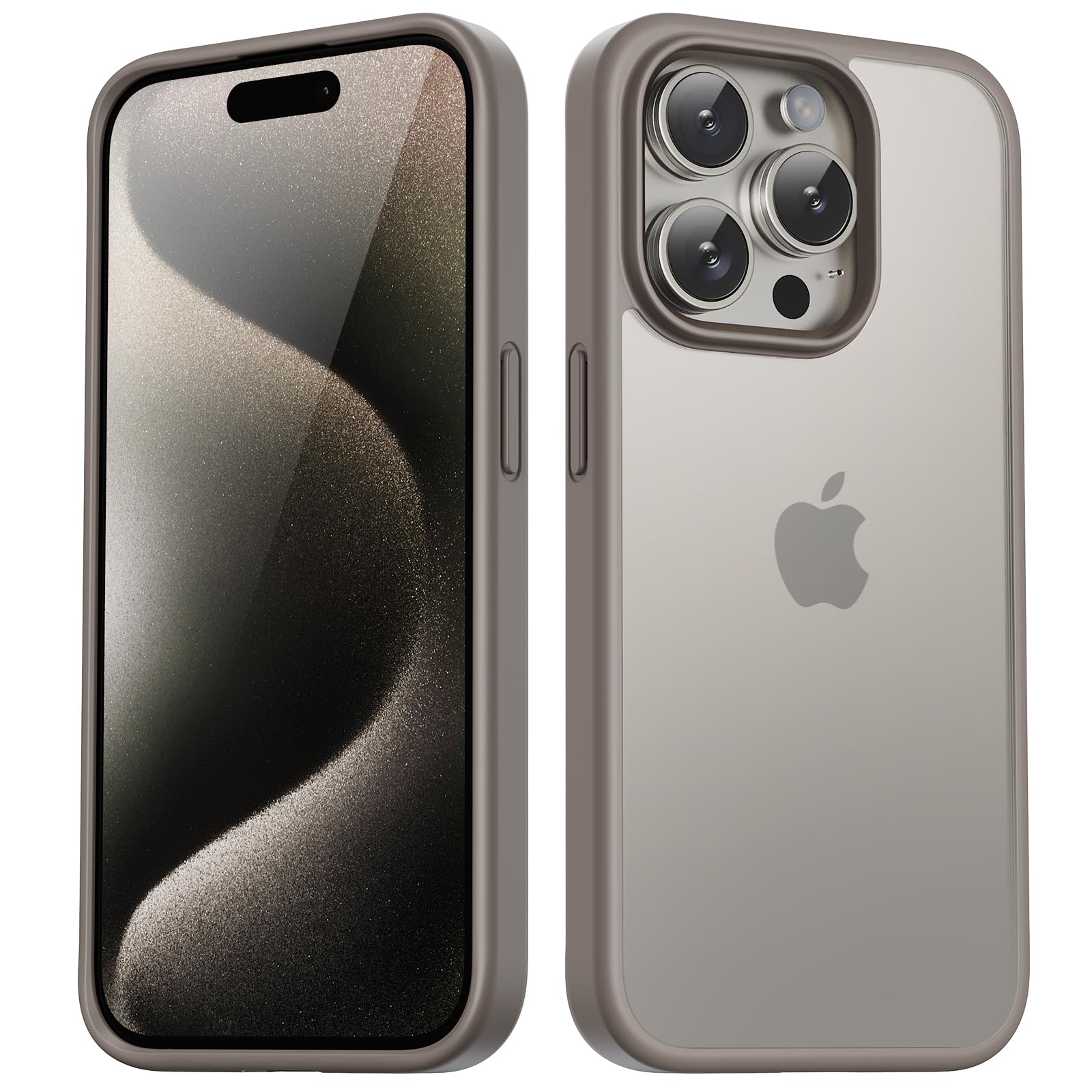 TIIXXA Matte Case for iPhone 15 Pro Case 6.7-Inch, Shockproof Drop Protection, Frosted Translucent Back Phone Cover, Anti-Fingerprint (Natural Titanium)