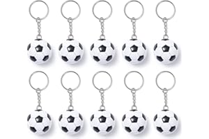 inheming 10 PCS Soccer Ball Keychains, Mini Football Key Chain, Sports Ball Key Ring for Party Favors, Team Souvenir, Sport Rewards, Event Giveaways