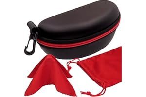 MyEyeglassCase Sports Sunglasses Case and Slim wallet Semi hard large glasses case w/belt clip soft pouch & cloth