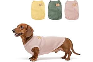 COOHAMS 3 Pack Shirts for Cat, Small & Medium Dog Clothes, Waffle-Knit Puppy Shirts, Lightweight, Breathable, Stretchy Pet Cl