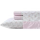Laura Ashley - Sheet Set, Breathable Percale Cotton Bedding, 200 Thread Count, Deep Pocket, Chic Home Decor (Lynda Pink, Twin)