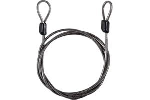 PUSNMI Steel Vinyl Coated Safety Cable Lock with Double Loop - 6.6ft x 2.5mm Steel Cable Rope - Black