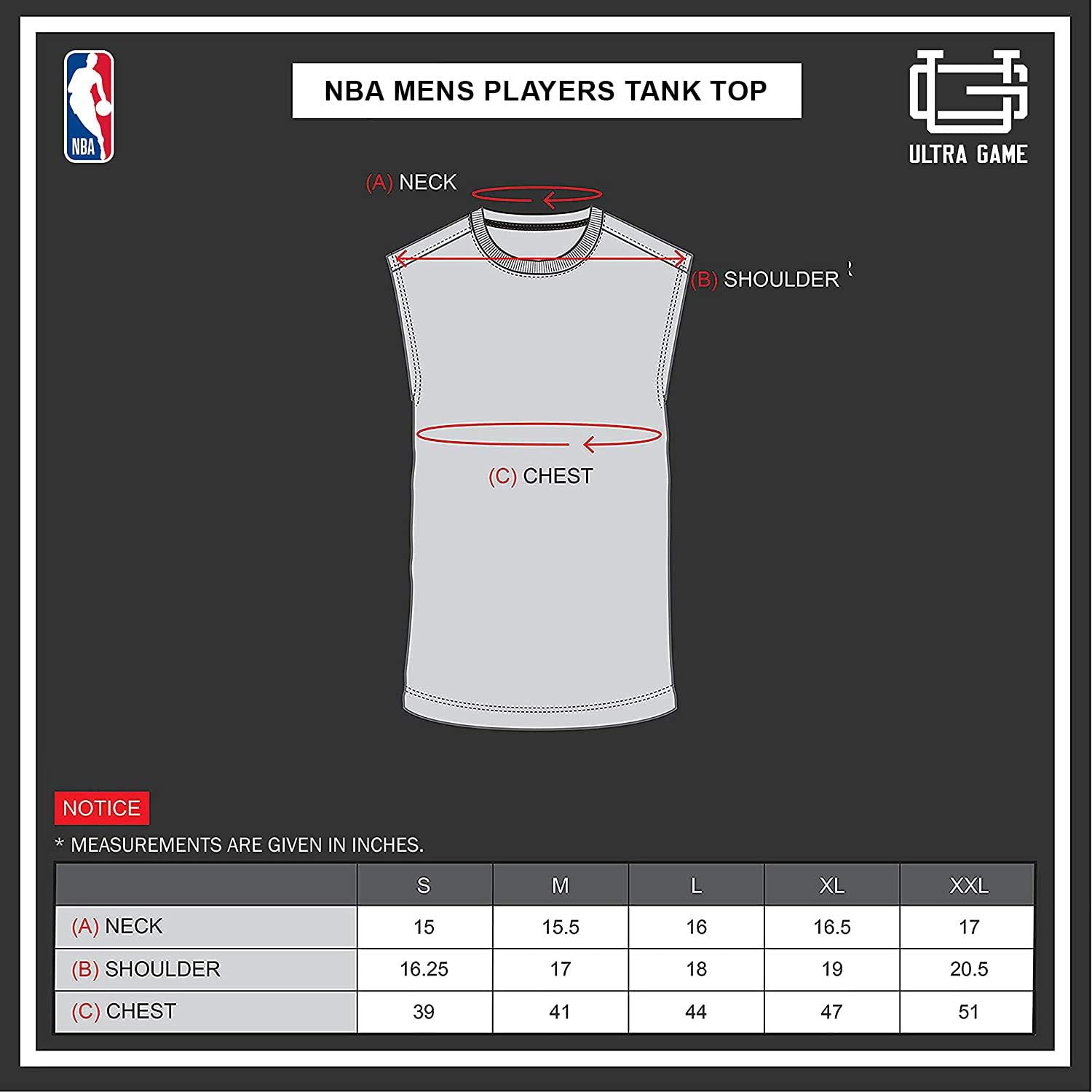 Ultra Game NBA Mens Players Tank Top Sleeveless Muscle T-Shirt - Multiple Players Available : Clothing