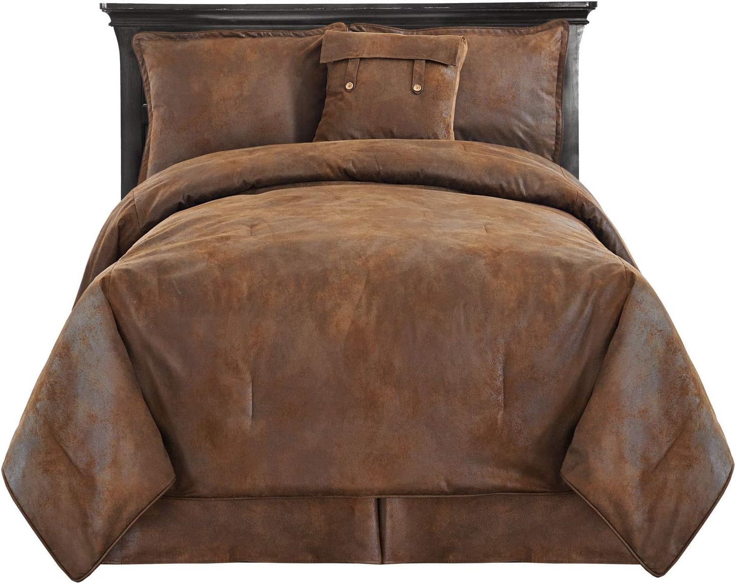 Kimlor Faux Leather King Comforter Set, Brown Home & Kitchen