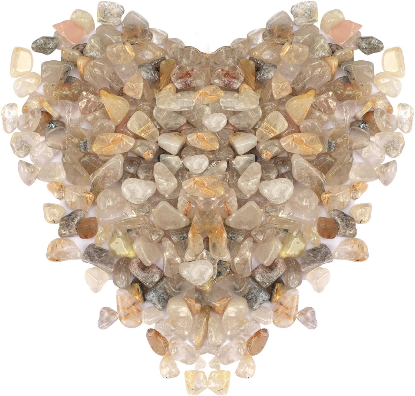 Indoor Fountains & Accessories - ideayard Rutilated Quartz Chips Crystal Stone Natural Irregular Shaped Crushed Quartz Stone for Vase Filler Aquarium Healing Stones Home and Office Desktop Decorative Gravel