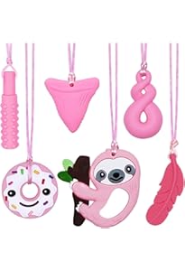 Lot De 5 Colliers à Mâcher Sensoriels En Silicone - Pour Autisme, TDAH, Anxiété - Forme De Diamant/étoile/etc. - Sécurité Renforcée
