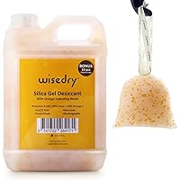 wisedry [ 5 LBS Silica Gel Beads Reusable Color Indicating Rechargeable Desiccant Bulk with 10 Pcs Organza Drawstring Bags