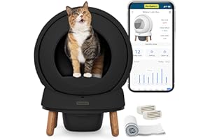 PetSafe ScoopFree SmartSpin Self-Cleaning Cat Litter Box, Black – Advanced Odor Control, App Controlled with Health Monitoring, Works with Any Litter, Up to 2 Weeks of Hands-Free Cleaning