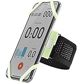 BONE Run Tie, Running Armband Phone Holder, Skin-Friendly & Washable Silicone Sport Armband, Universal Workout Phone Carrier Compatible with 4"-6.7" Smartphones (Luminous - Size S/Arm Size 7.9-9.8'')