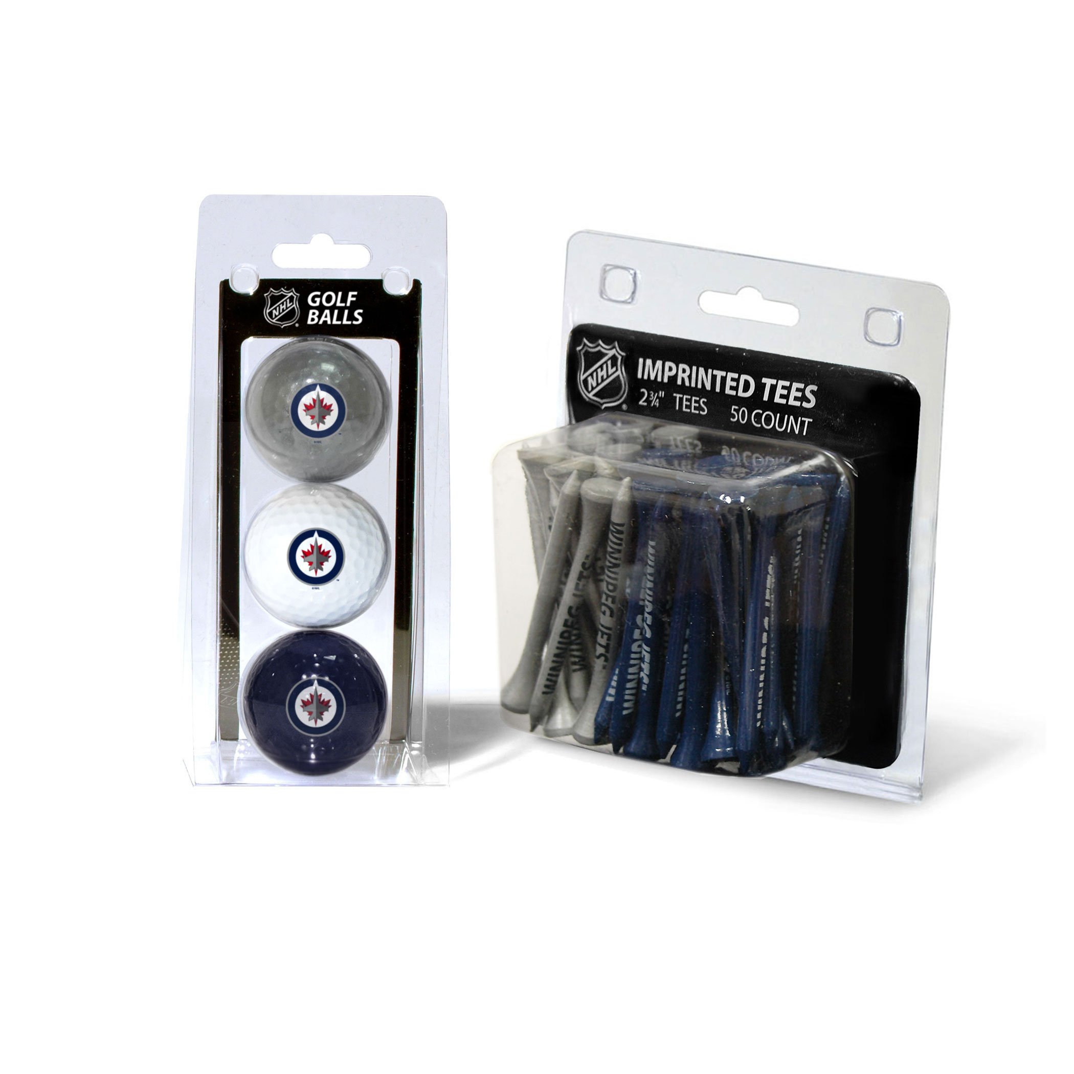 TEAM GOLF NHL Winnipeg Jets 3 Golf Balls and 50 Golf Tees Logo Imprinted Golf Balls (3 Count) & 2-3/4" Regulation Golf Tees (50 Count), Multi Colored