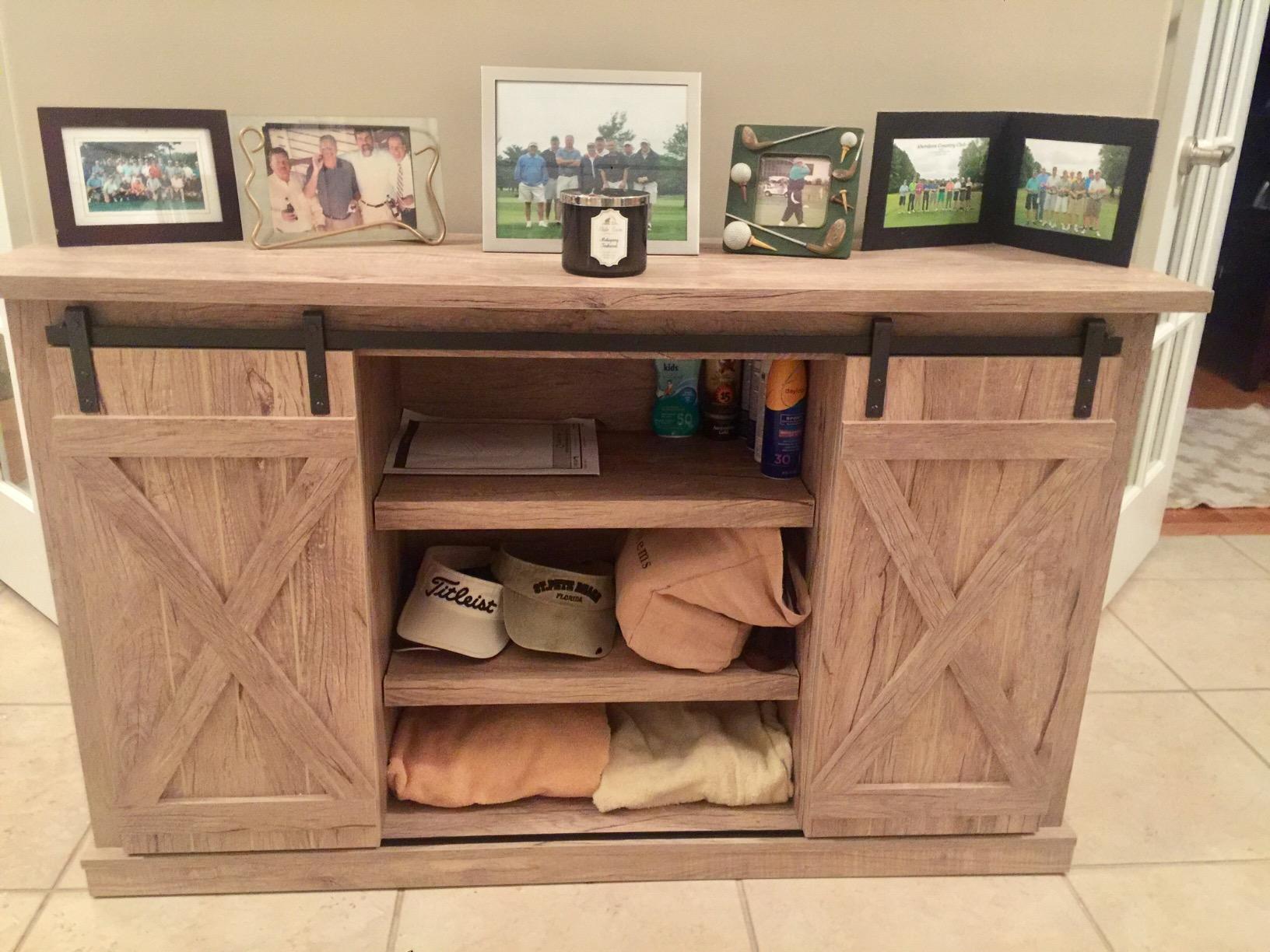 28/mo Finance Pamari Wrangler Sliding Barn Door TV Stand, OffWhite Buy Now, Pay Later