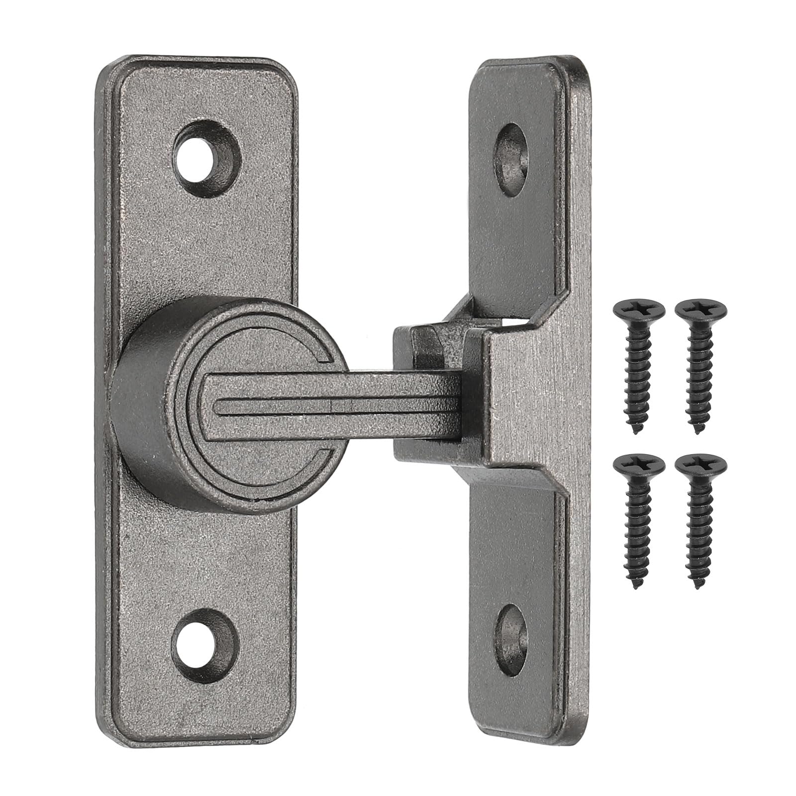 PATIKIL 90 Degree Barn Door Lock, Flip Latches Zinc Alloy Safety Sliding Door Bolt Latch Lock for Garden Garage Bathroom Gate, Dark Gray