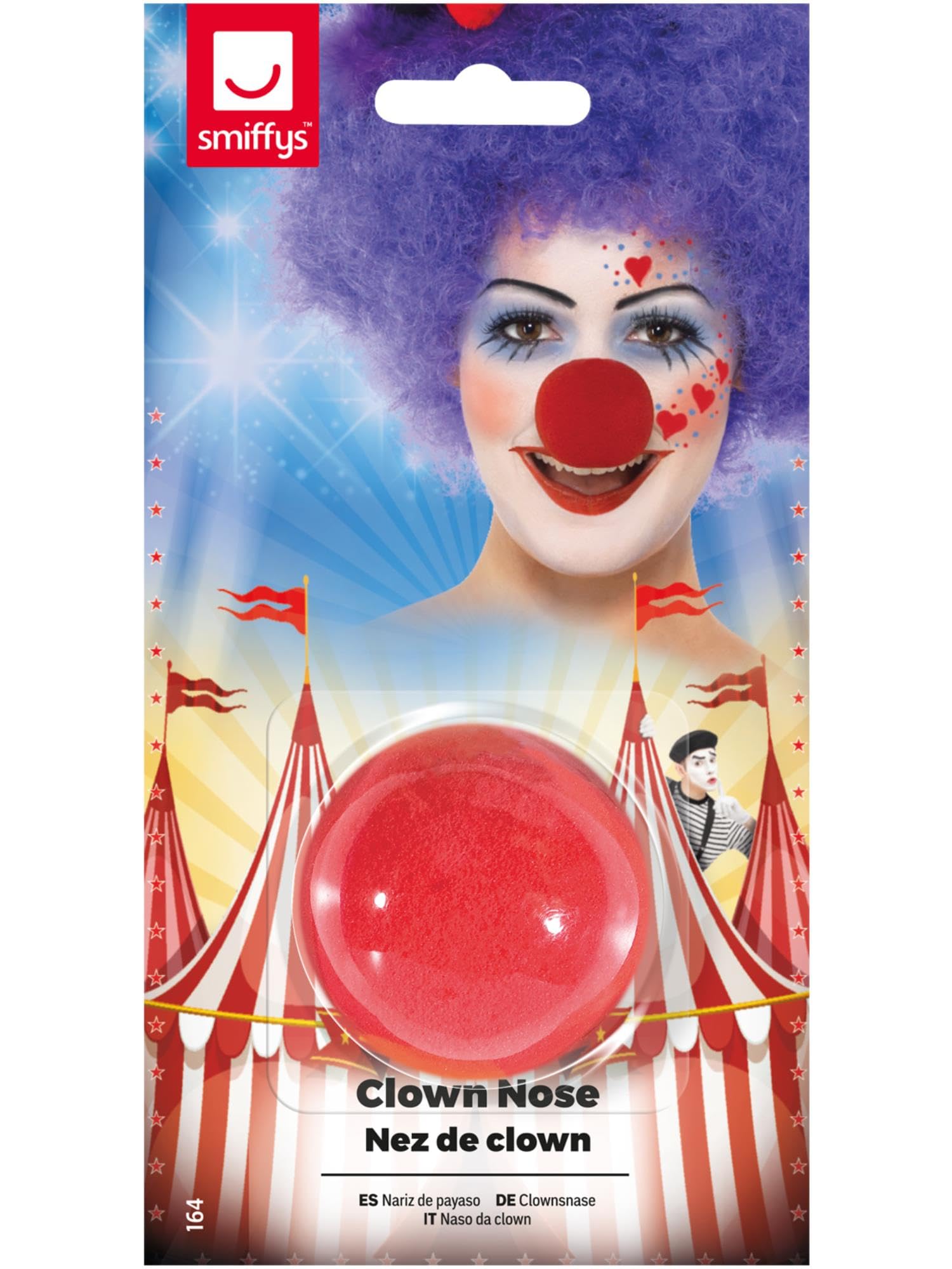 Smiffys Clown Nose, Red Sponge, Circus Fancy Dress, Clown Dress Up Accessories Halloween
