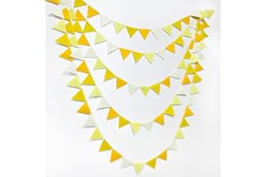PINKBLUME Yellow Party Decorations Ombre Yellow Felt Hanging Triangle Mini Bunting Pennant Banner Flag for Birthday Wedding Baby Shower Bridal Shower Engagement Lemon Bee Sunflower Party Classroom Nursery Decor