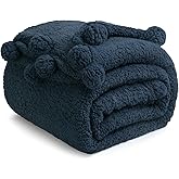 LBRO2M Double Sided Sherpa Blanket,Twin Size Super Soft Fuzzy Plush Warm Cozy Fluffy Throw Reversible Luxurious Blankets (Navy Blue)