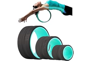 YOGI GRIPS Back Roller Wheel- Foam Padded Back Stretcher Wheel with Center Spine Cradle-Back Pain & Stretching- Deep Tissue Massage Roller for Back (Set of Three- Medium, Small and Extra Small)