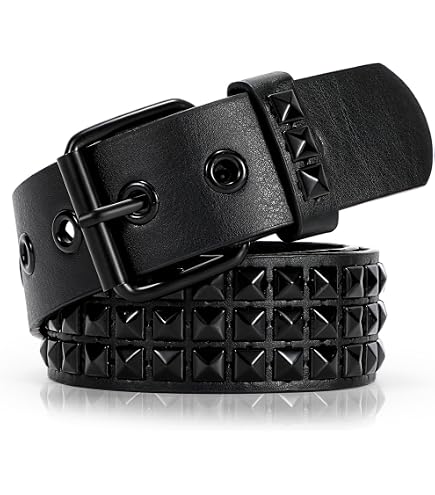 All White Pyramid Studded Leather Belt Punk (Small(30-32)) at
