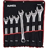 Sunex 9707MA Jumbo Metric Combination Wrench Set, 7Piece (Includes Roll-Case) CRV
