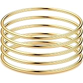 YADOCA 3mm 14K Gold Plated Bracelet Stainless Steel Glossy Thin Round Bangle Bracelet for Women Oval Solid Stackable Bracelets Set