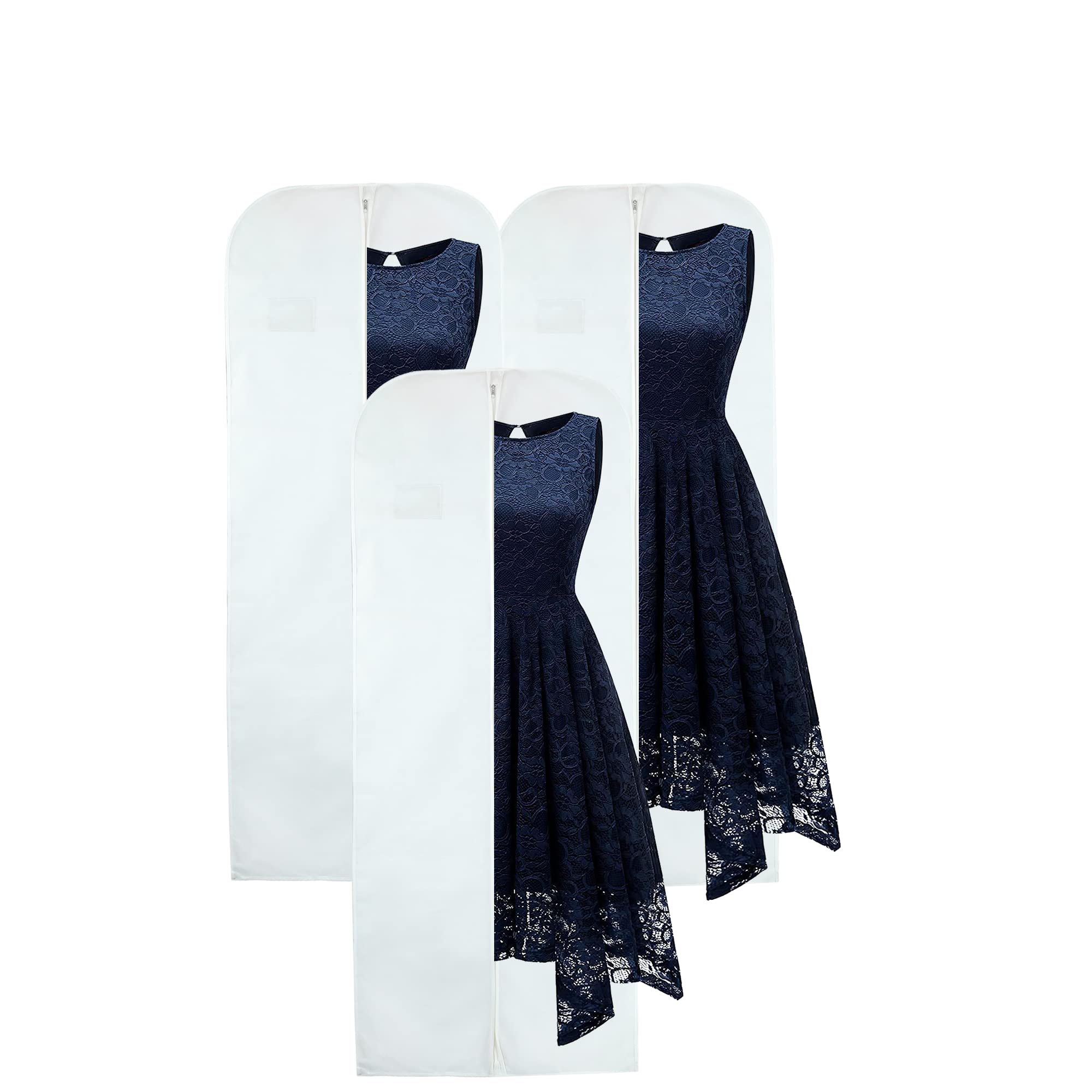 Wedcova UK Pack of 3 White Bridesmaid Dress Bag | Dress Covers Garment Bags | Dress Storage Bags Covers