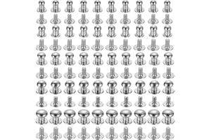 uxcell 4/5/6/7/8mm Ball Head Stud Rivets Screw Back, 50Pack Round Head Button Nipple Rivet for DIY Leather Craft Handbag Belt