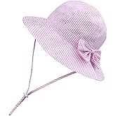ECOSUMA Baby Sun Hat UPF 50+ Bucket Hat with Cute Bow for Girls 0-5 Years 1 Pack 2 Pack