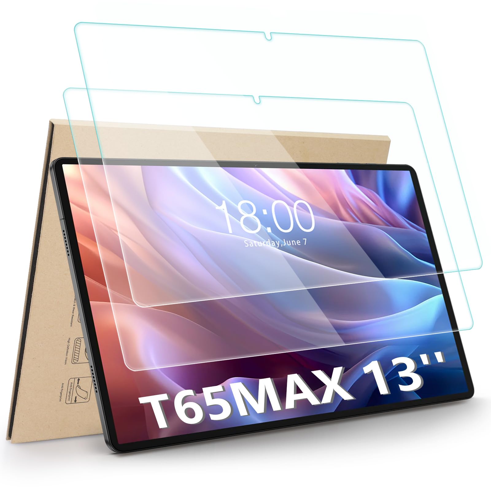 Photo 1 of Hianjoo 2-Pack Screen Protector Compatible with TECLAST T65Max 13" Tablet, [HD Clarity] [9 Hardness] [Anti-Scratch] Tempered Glass