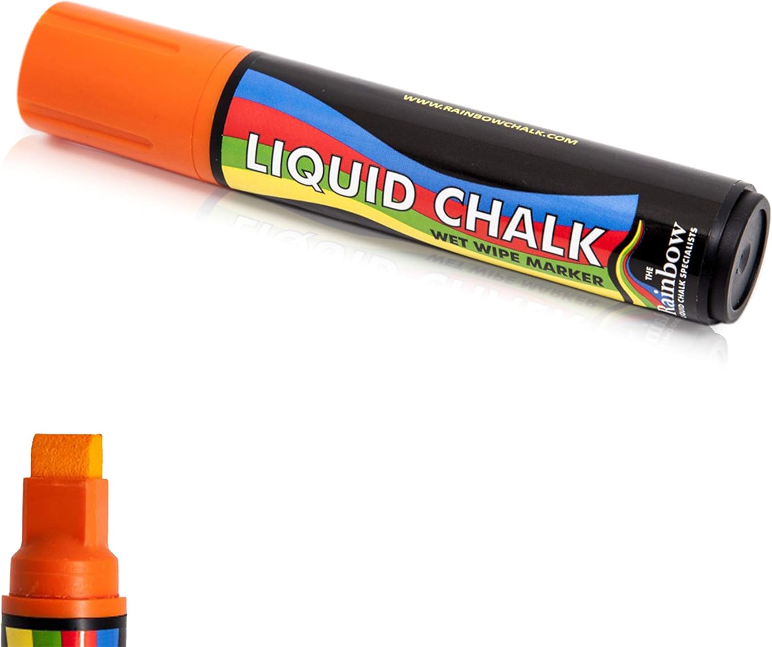 Rainbow Liquid Chalk Marker Pen Large Orange Wide Tip Paint on Chalkboard