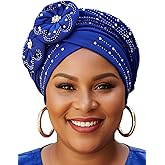 Woeoe Beanie Cap Head Wrap Black Rhinestones Head Scarf Flower Pearls Twisted Head Turban for Women Girls