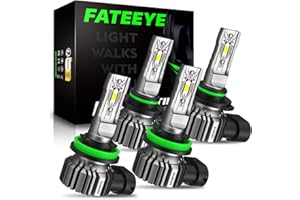 FateEye H11 9005 LED Light Bulbs 40000LM 6500K High Beam Low Beam Bulb LED Fog Light Kit, 1:1 Size, Plug and Play, Fog Bulbs