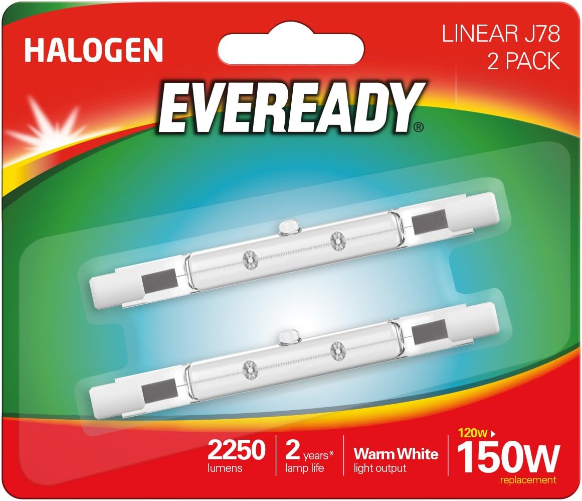Eveready ECO Halogen 120W (150W Equivalent) Linear Light Bulb, Pack of
