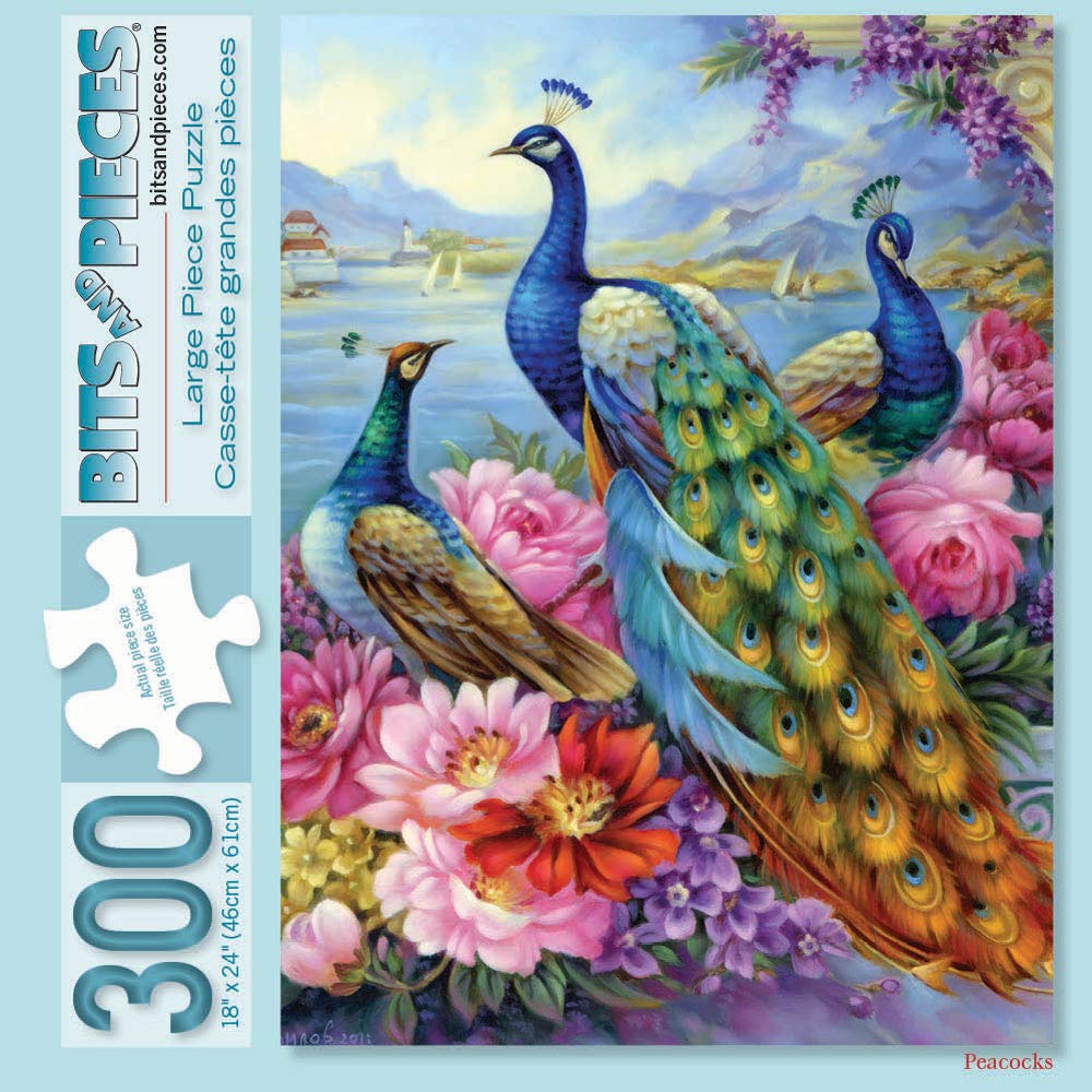 Bits and Pieces - Peacocks 300 Piece Jigsaw Puzzles for Adults - Each Puzzle Measures 18 Inch x 24 inch - 300 pc Jigsaws by Artist Oleg Gavrilov