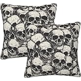 Yopiiefa Skull Throw Pillow Covers 18x18 Set of 2 Skeleton Decorative Pillow Covers Outdoor Cushion Cases for Bedroom Living Room
