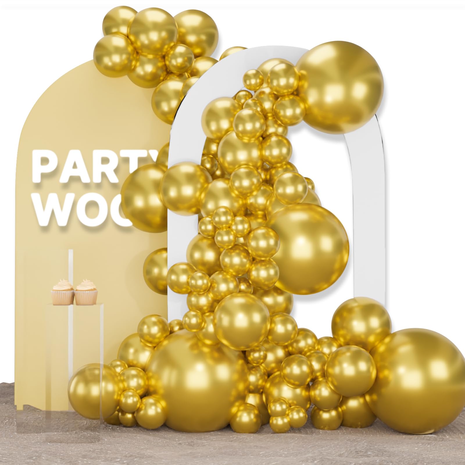 Photo 1 of PartyWoo Metallic Gold Balloons, 155 pcs Gold Balloons Different Sizes Pack of 18 12 10 5 Inch Gold Balloon Arch Kit Balloon Garland for Birthday, Graduation, Wedding Party Decorations, Gold-G101
