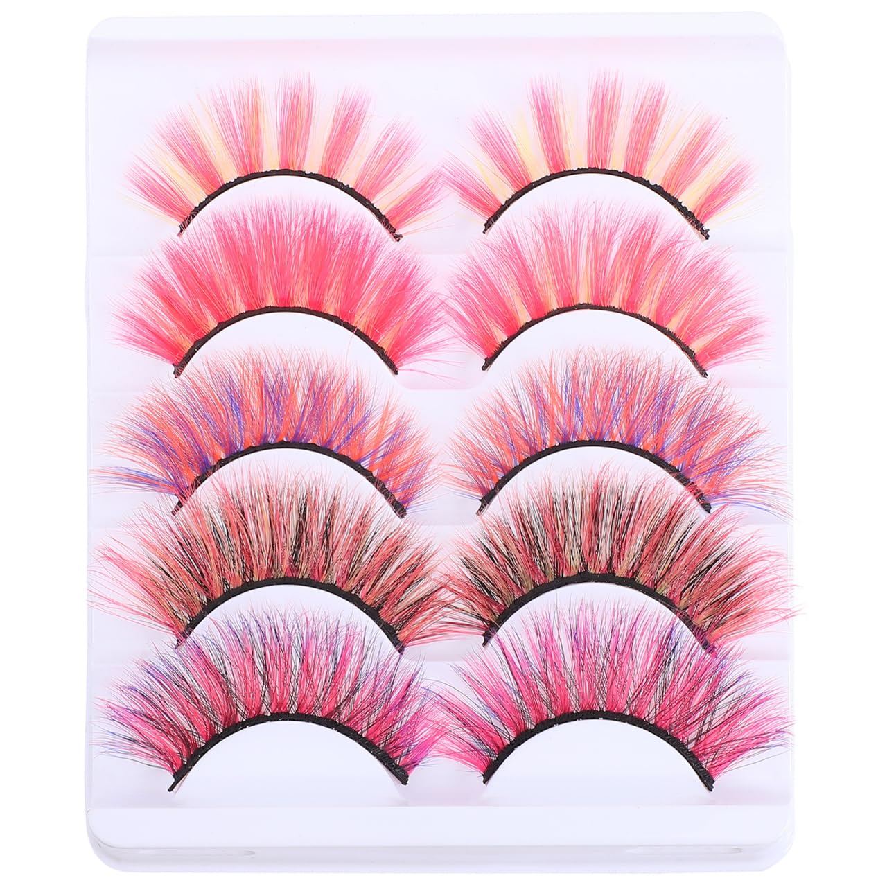 Lurrose Colorful False Eyelashes Long Synthetic Fiber Eyelash 10pcs Natural Curly Fluffy Volume Lashes Cosplay Eyelashes Extension for Halloween Costume Performance Pink
