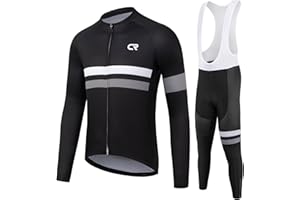 COCONUT ROPAMO CR Winter Men's Cycling Jersey Long Sleeves Thermal Fleece Bike Jersey + Bib Pants, Winter Cycling Kit Clothing Set for Men