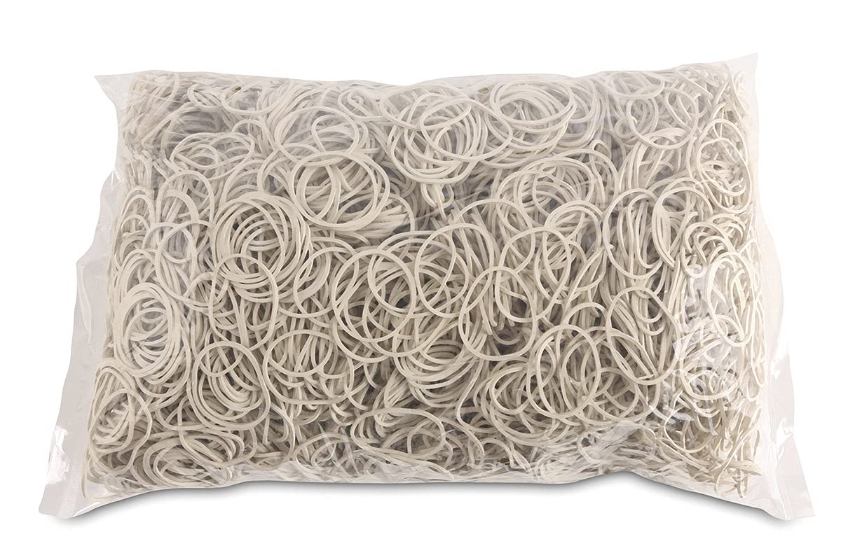 OFFICE PRODUCTS Rubber Bands, 30mm Diameter, 1.5x1.5mm Thickness, White, 1000g, 1 Count