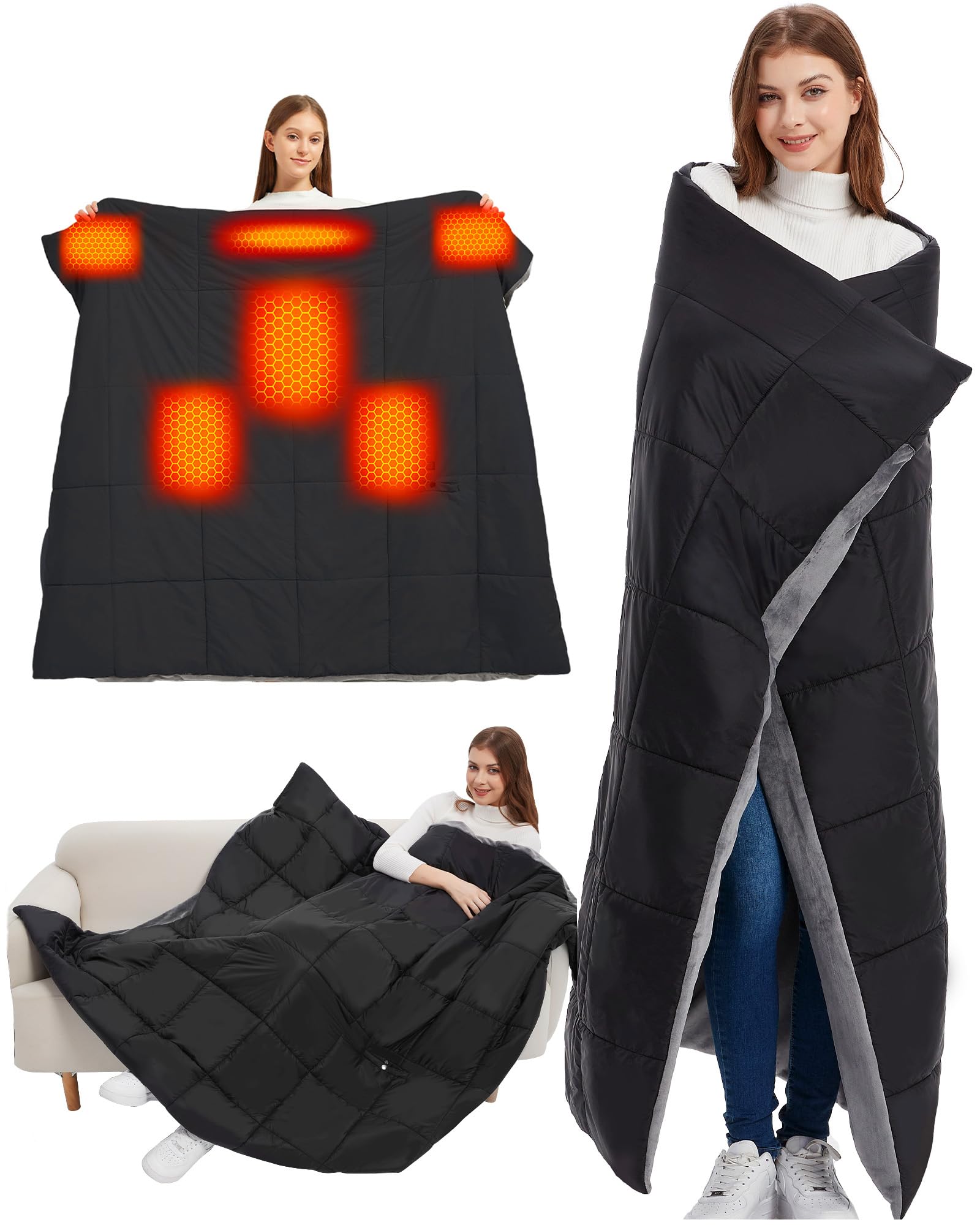 Photo 1 of ***********Missing battery************
CYCYHEAT 20000mAh Large Heated Blanket Battery Powered, 7.4V Battery Portable Cordless Throw Electric Rechargeable Heating Blankets (Black+20000mAh Battery, 63x55in Adult Size)