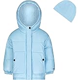 LONDON FOG Girls' Shine Heavyweight Hooded Puffer Jacket Winter Jacket with Beanie