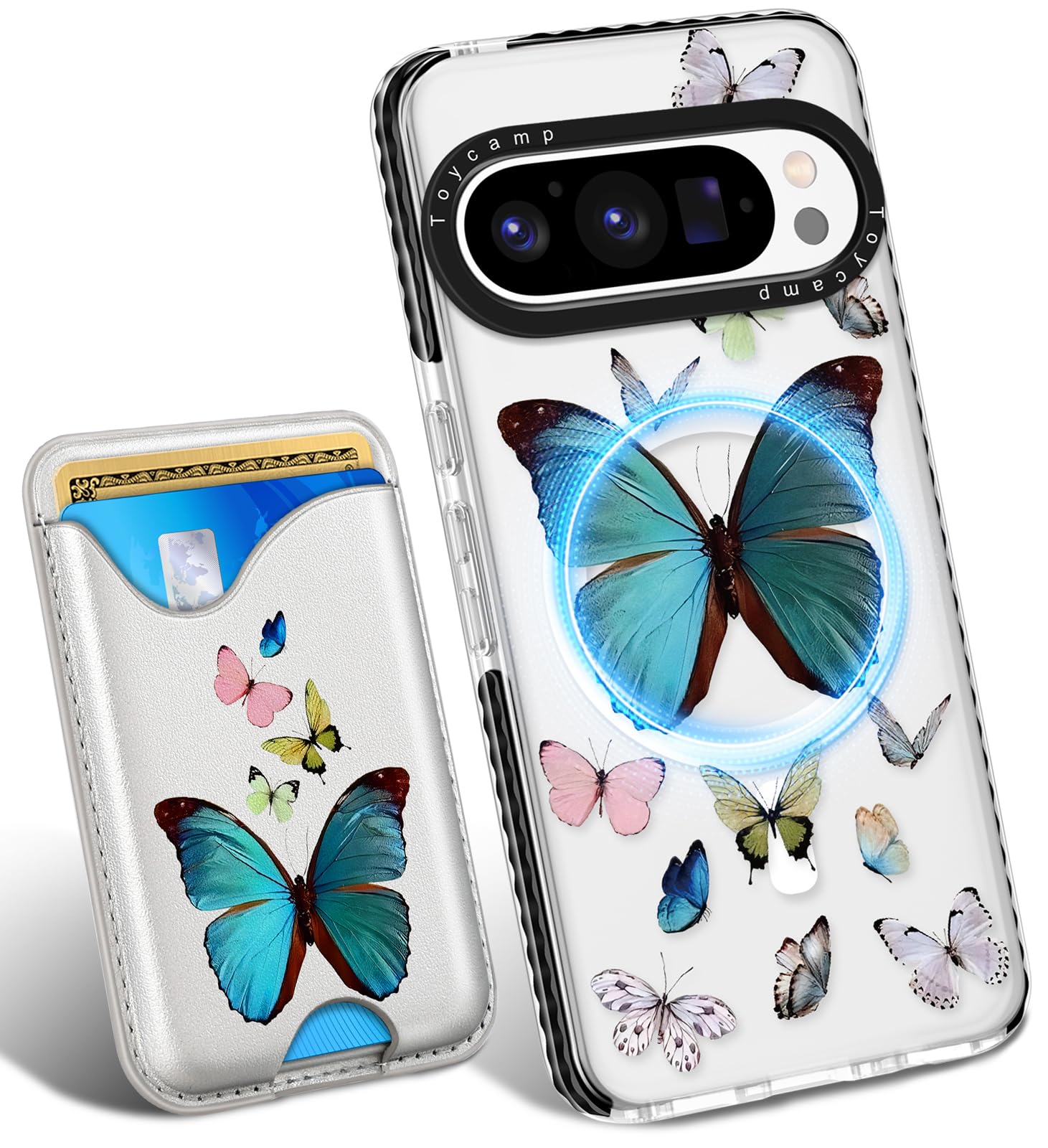 Photo 1 of Toycamp for Pixel 9 Pro XL Case - Compatible with Magsafe Credit Card Holder Wallet Magnetic Girls Cute Girly Teens Aesthetic Unique Butterfly Design Phone Cover for Google 9 Pro XL