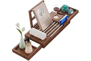 Yirilan Bamboo Bathtub Tray, Expandable Bathroom Tray, Waterproof Tray Caddy, Perfect Bath Caddy for Home Spa, Gift for Loved Ones, Brown