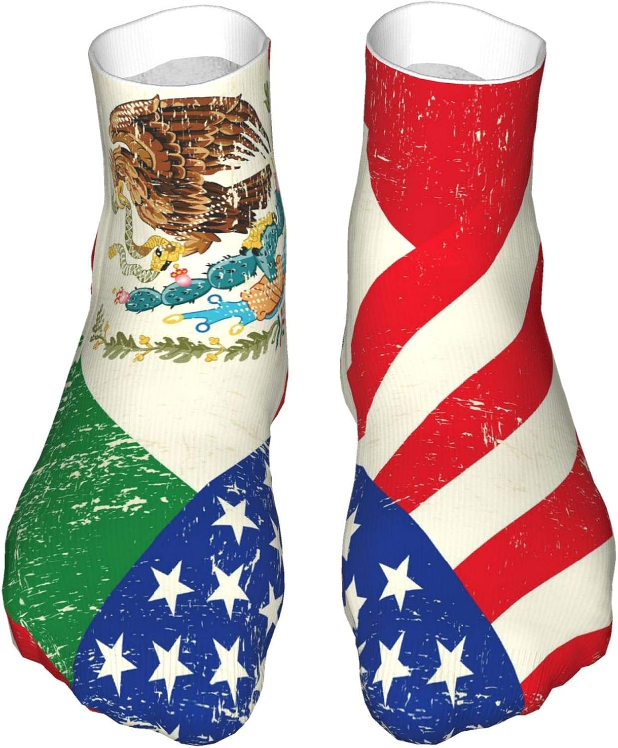 Men's Fun Dress Socks Mexican American Flag Novelty Crew