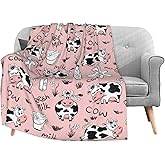 FeHuew Funny Animals Cow Milk Print Flannel Fleece Throw Blanket 50x60 inch Living Room/Bedroom/Sofa Couch Warm Soft Bed Blanket for Kids Adults