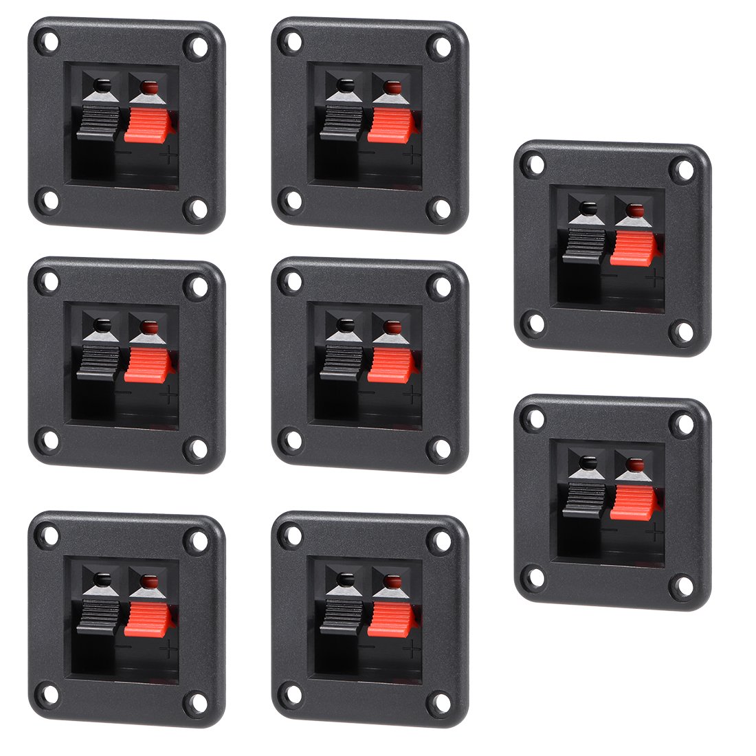 sourcingmap 8pcs 2 Way Jack Socket Spring Push Release Connector Speaker Terminal Strip Block