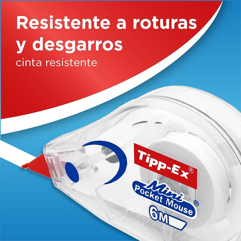 Mini Pocket Mouse Cinta Correctora - 6 m x 5 mm, caja de 10 Unidades, óptimo para oficinas, Multicolor