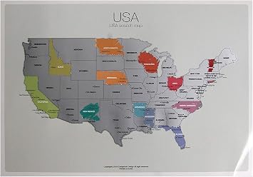Amazon スクラッチアメリカ地図 シルバー ギフト地図装飾ポスター