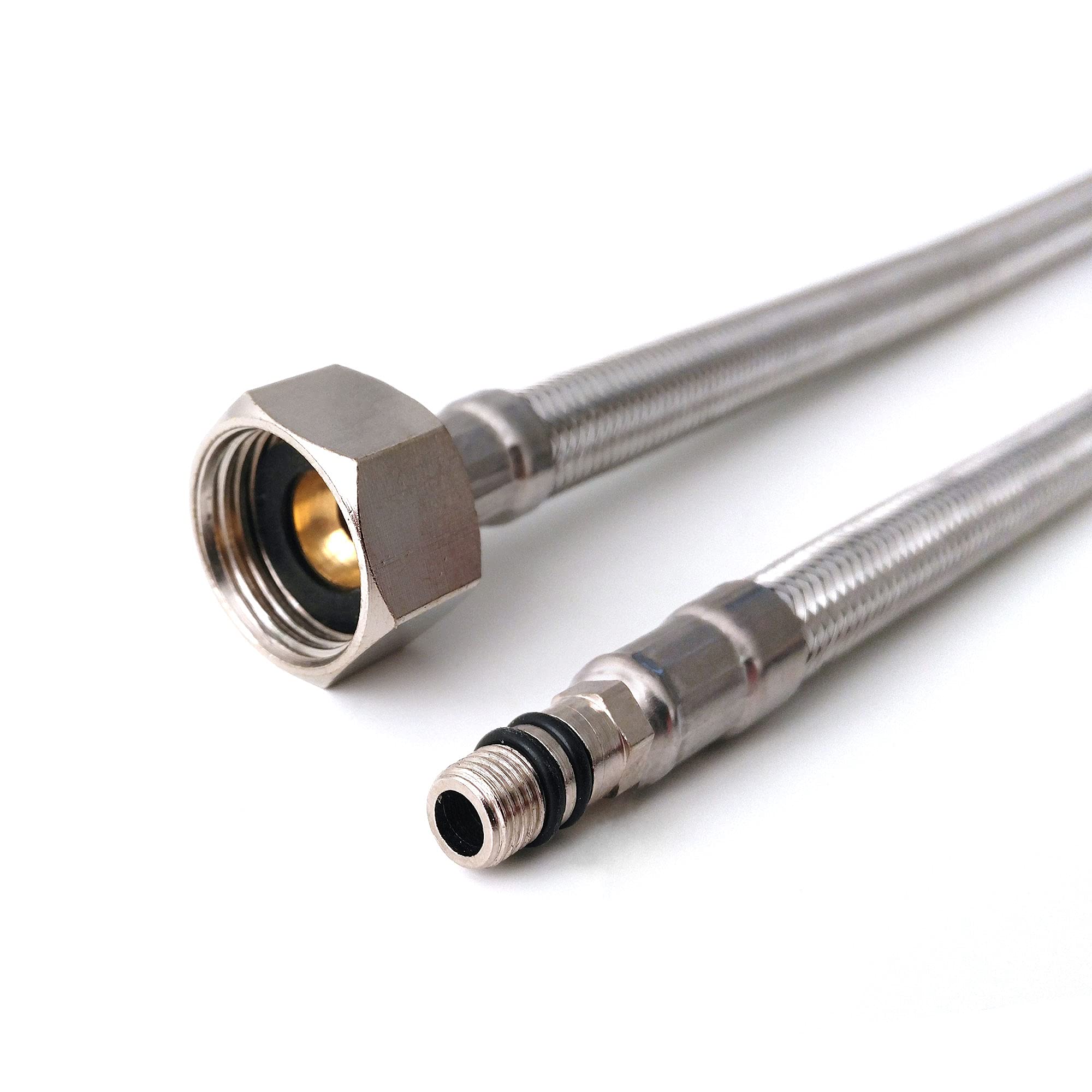 Xcel Home 2X M8 (8mm) X 1/2 BSP Flexible Tap Connectors (300mm) Pair | Stainless Steel Braided Flexi Pipe Tails Hoses for Kitchen Bathroom Basin & Monobloc Mixer Taps | Durable & Water Leakproof